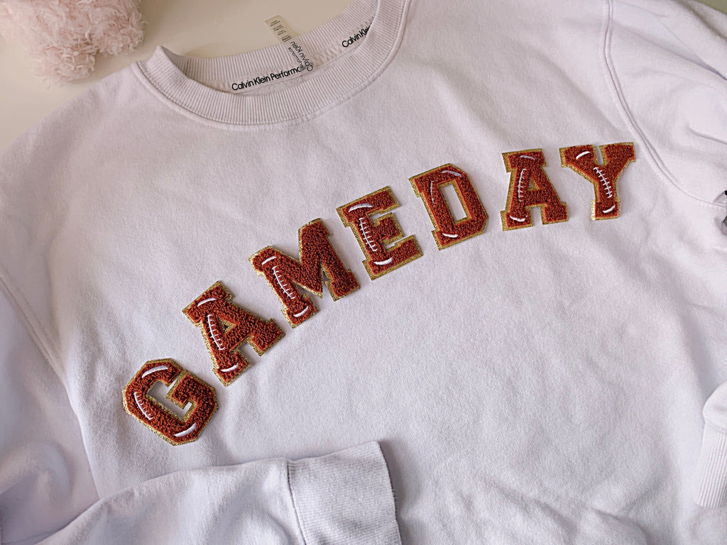 2.35 Inch Game Day Chenille Letter Patch: Iron On Football Applique