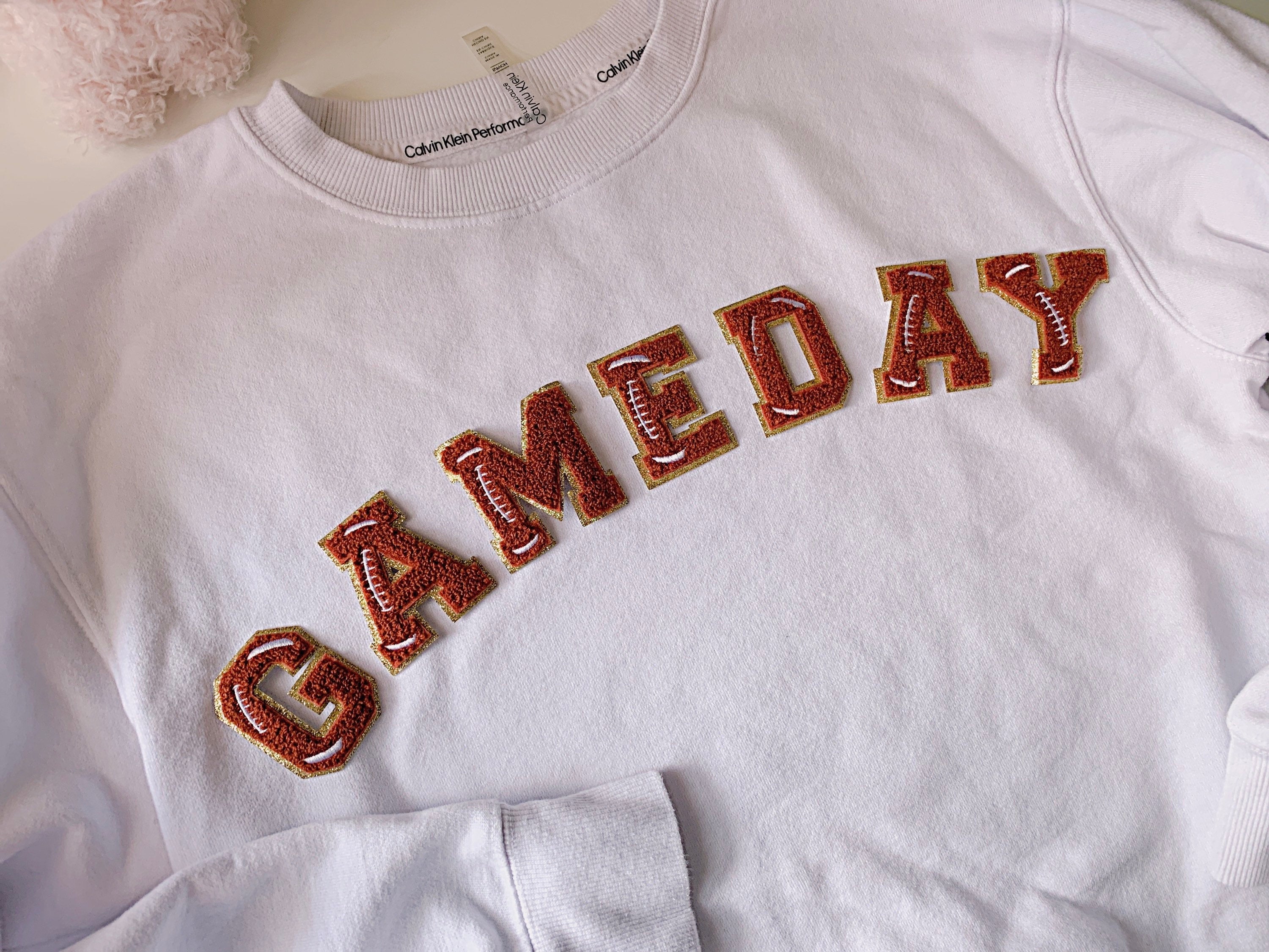 2.35 Inch Game Day Chenille Letter Patch: Iron On Football Applique