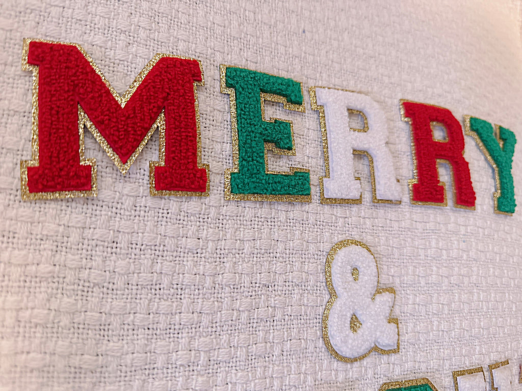 Chenille Iron On Letters: Glitter Christmas Sweatshirt Patches