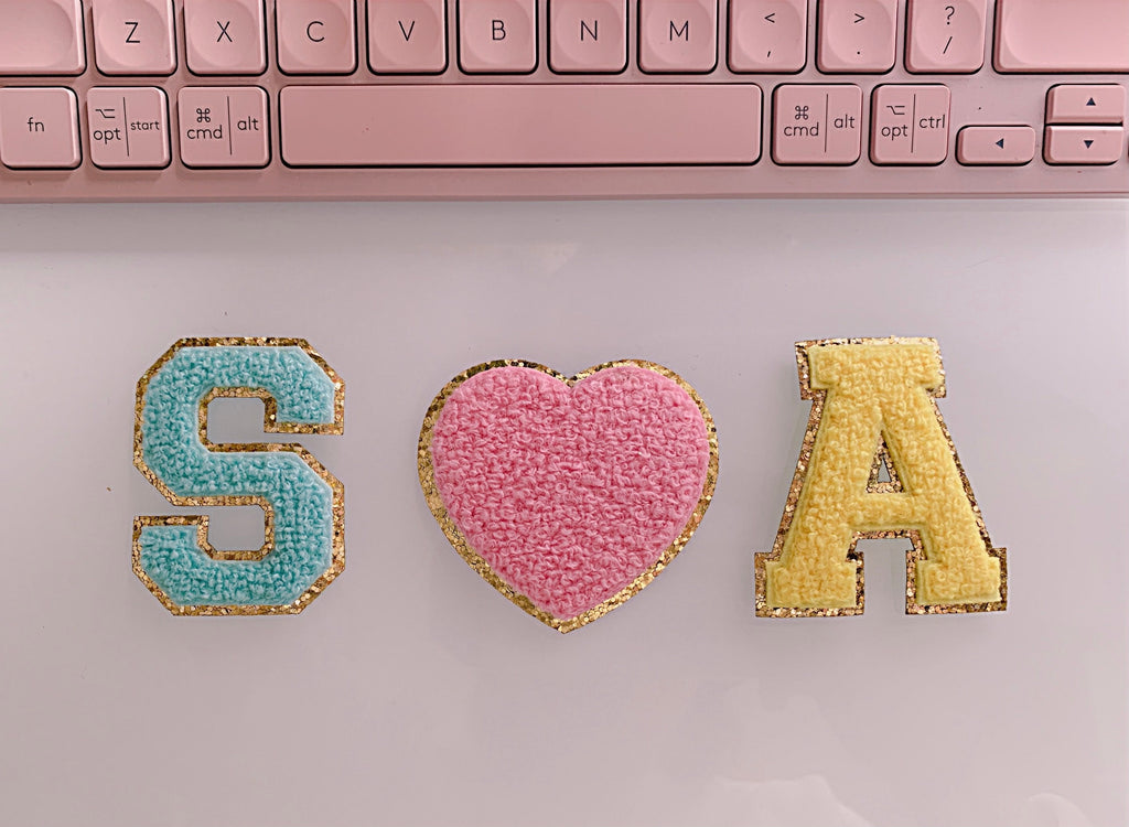 2.35 Inch Chenille Letter Patch: Iron on patch, Glitter patch, DIY Supply