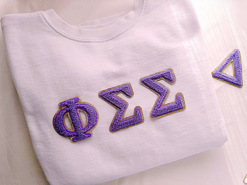 3 Inch Chenille Greek Letters: Iron On Sorority Patch