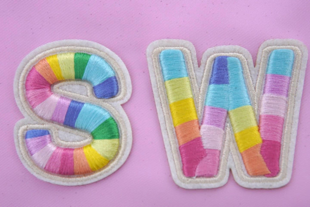 Rainbow Chenille Letter Patch: Iron On, Self-Adhesive (2.35 Inch)