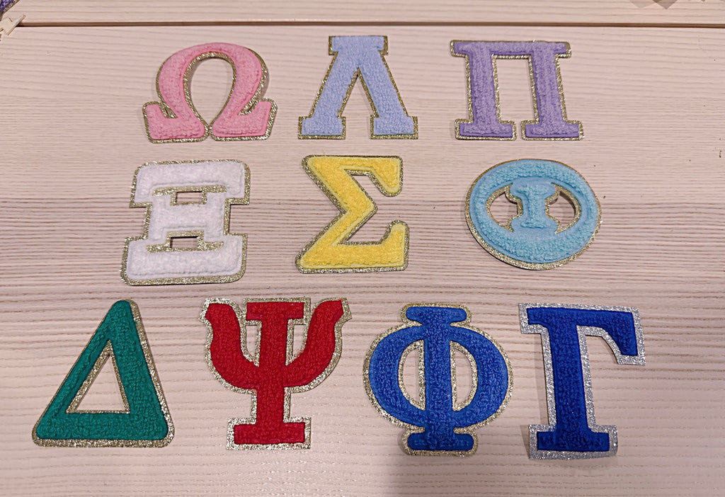3 Inch Chenille Greek Letters: Iron On Patch