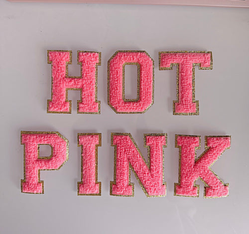 2.35 inch hot pink chenille letters