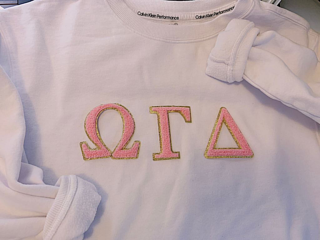 3 Inch Chenille Greek Letters: Iron On Patch