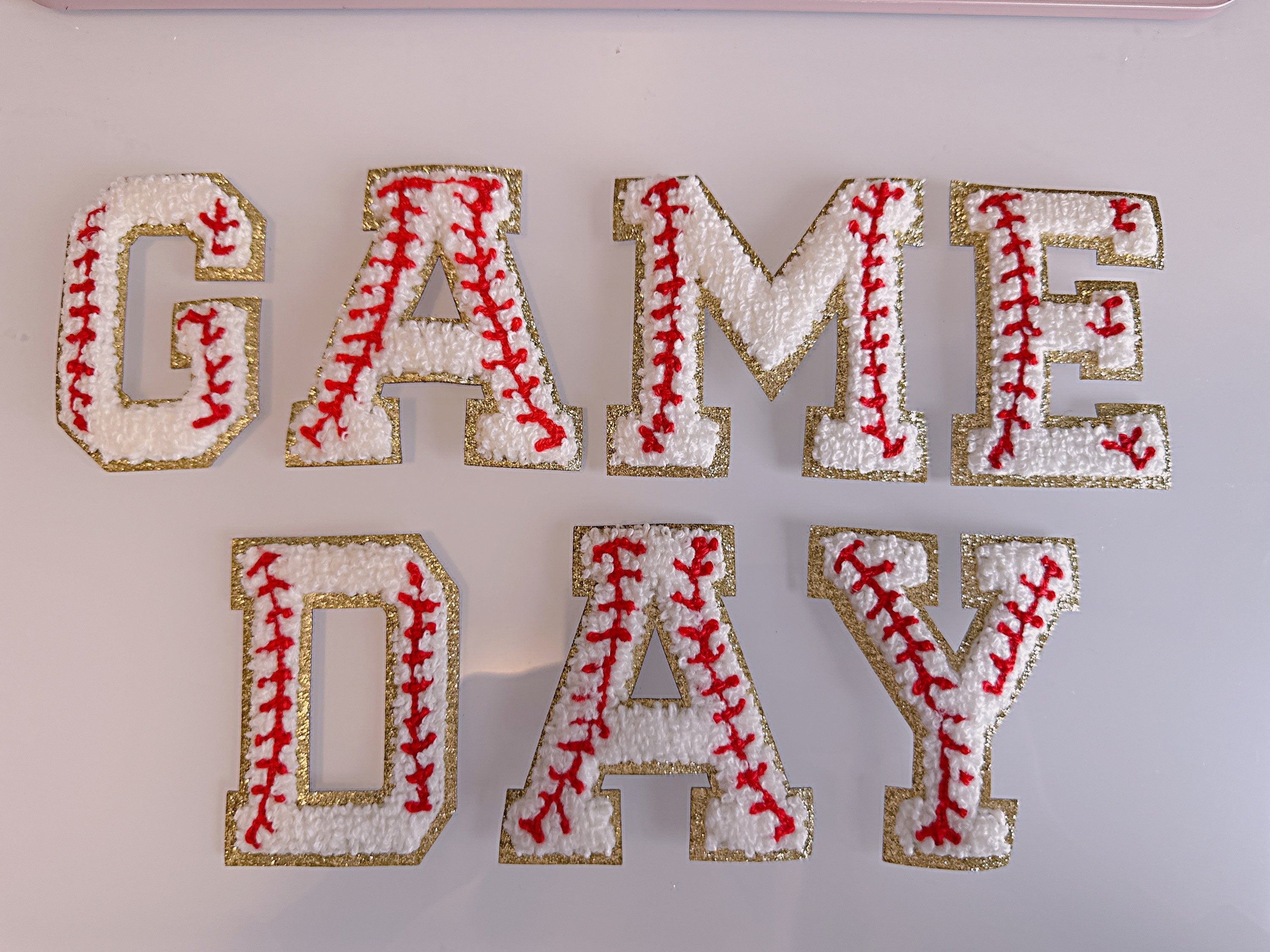 2.75" Baseball Chenille Letter Patch: Iron On Applique