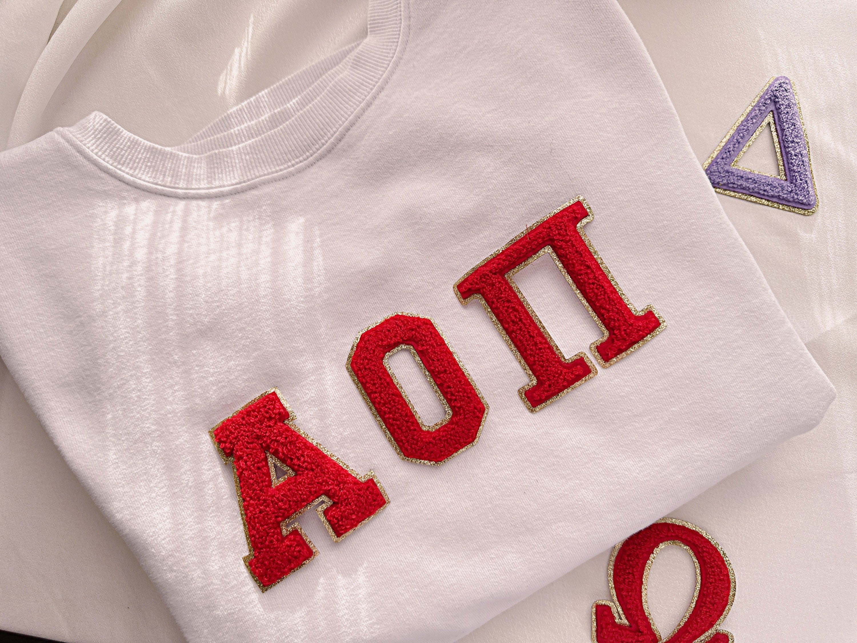 3 Inch Chenille Greek Letters: Iron On Patch