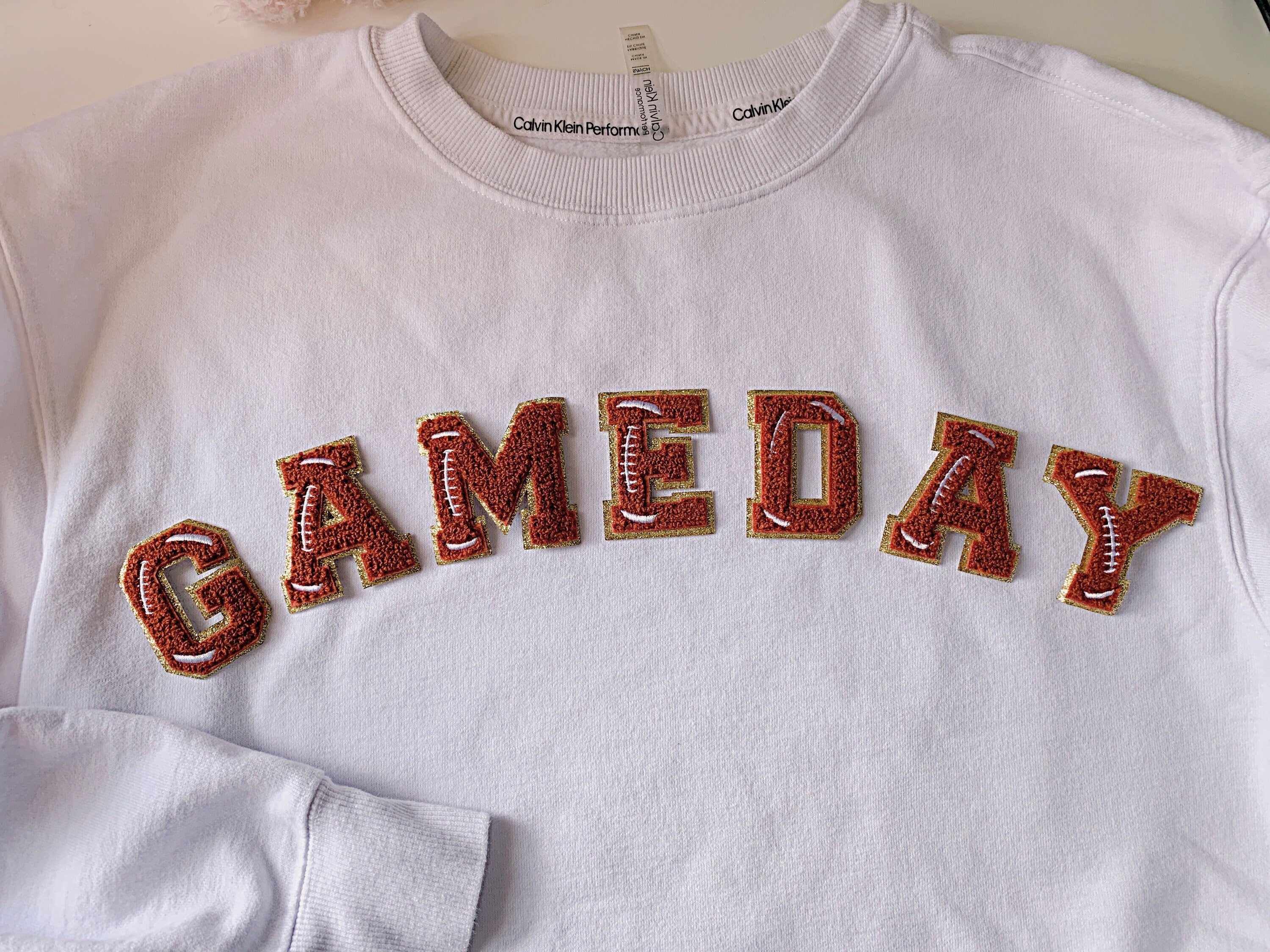 2.35 Inch Game Day Chenille Letter Patch: Iron On Football Applique