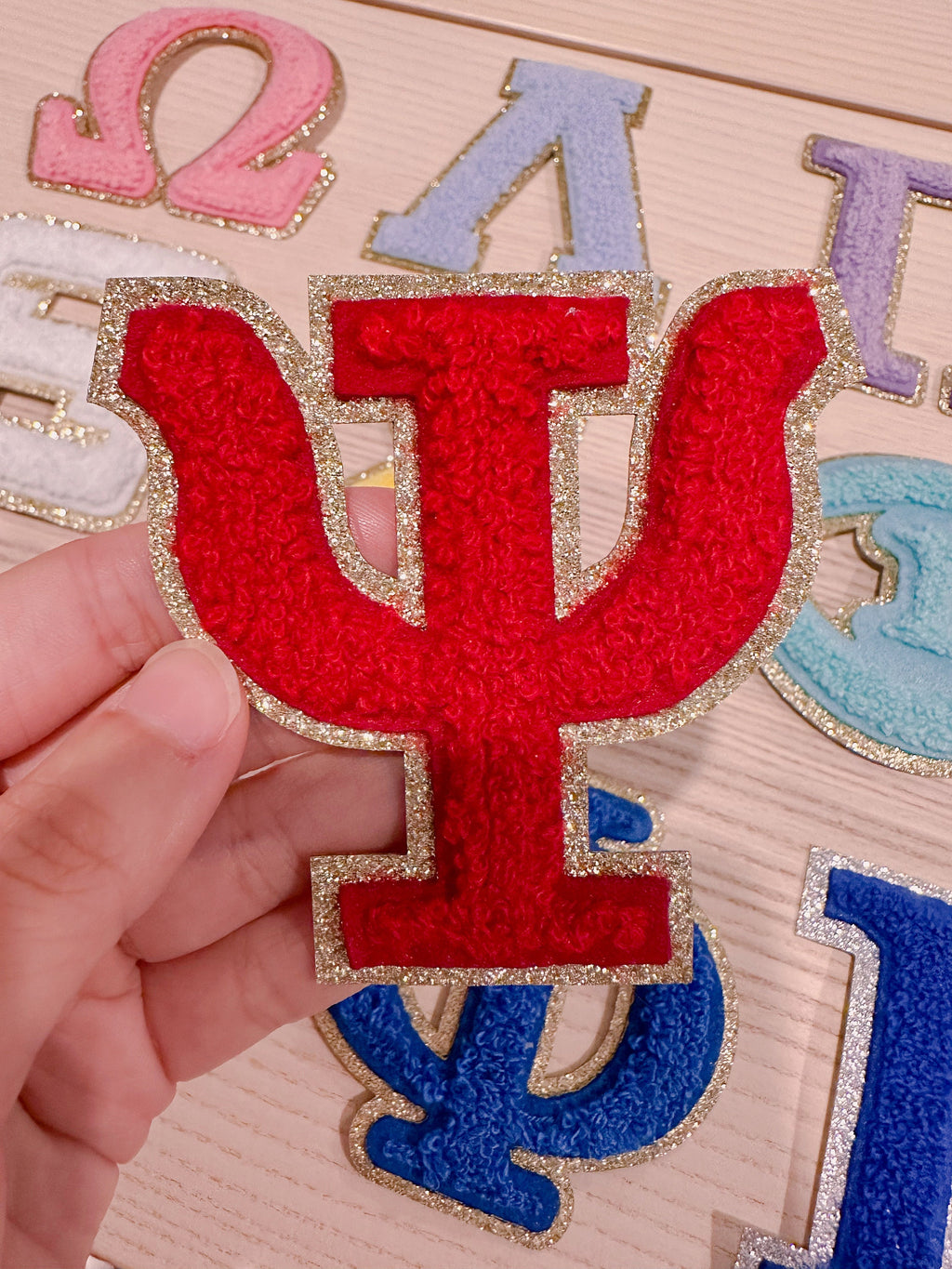 3 Inch Chenille Greek Letters: Iron On Patch
