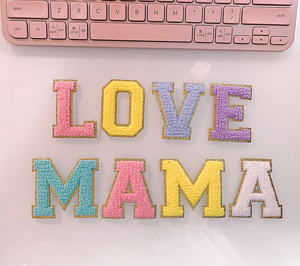 2.35 Inch Chenille Letter Patch: Iron on patch, Glitter patch, DIY Supply