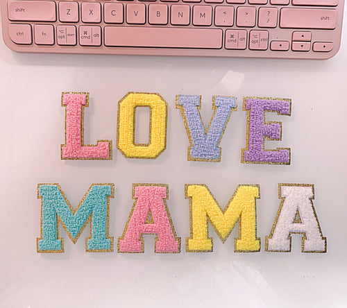 2.35 Inch Chenille Letter Patch: Iron on patch, Glitter patch, DIY Supply