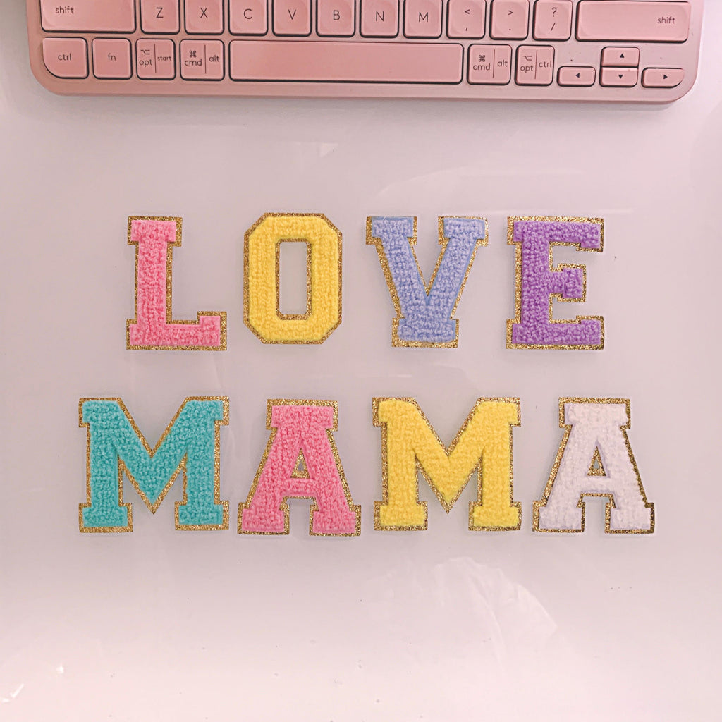 2.35 Inch Glitter Chenille Letter Patch: Iron-On Varsity Letters