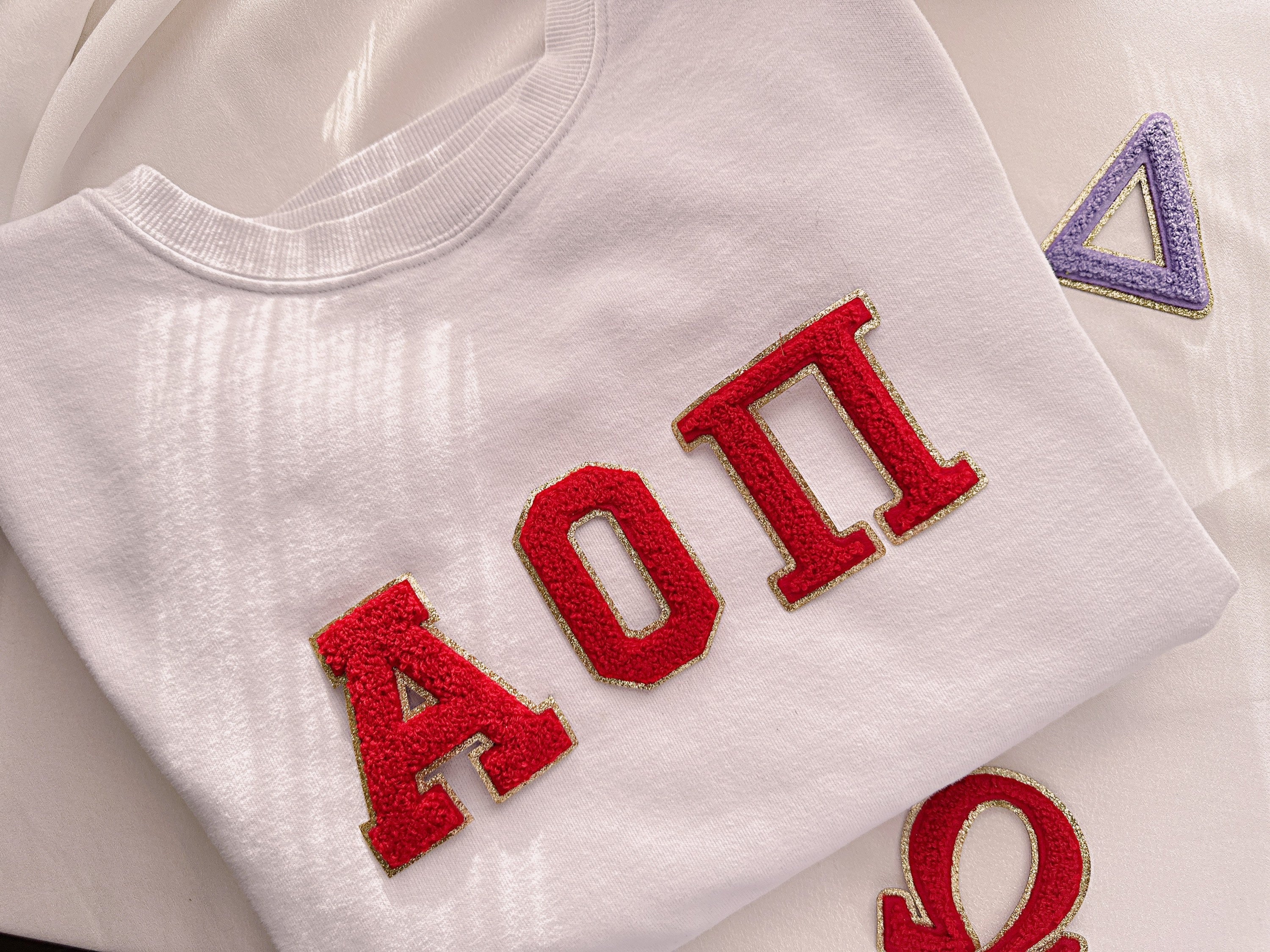 3 Inch Chenille Greek Letters: Iron On Sorority Patch