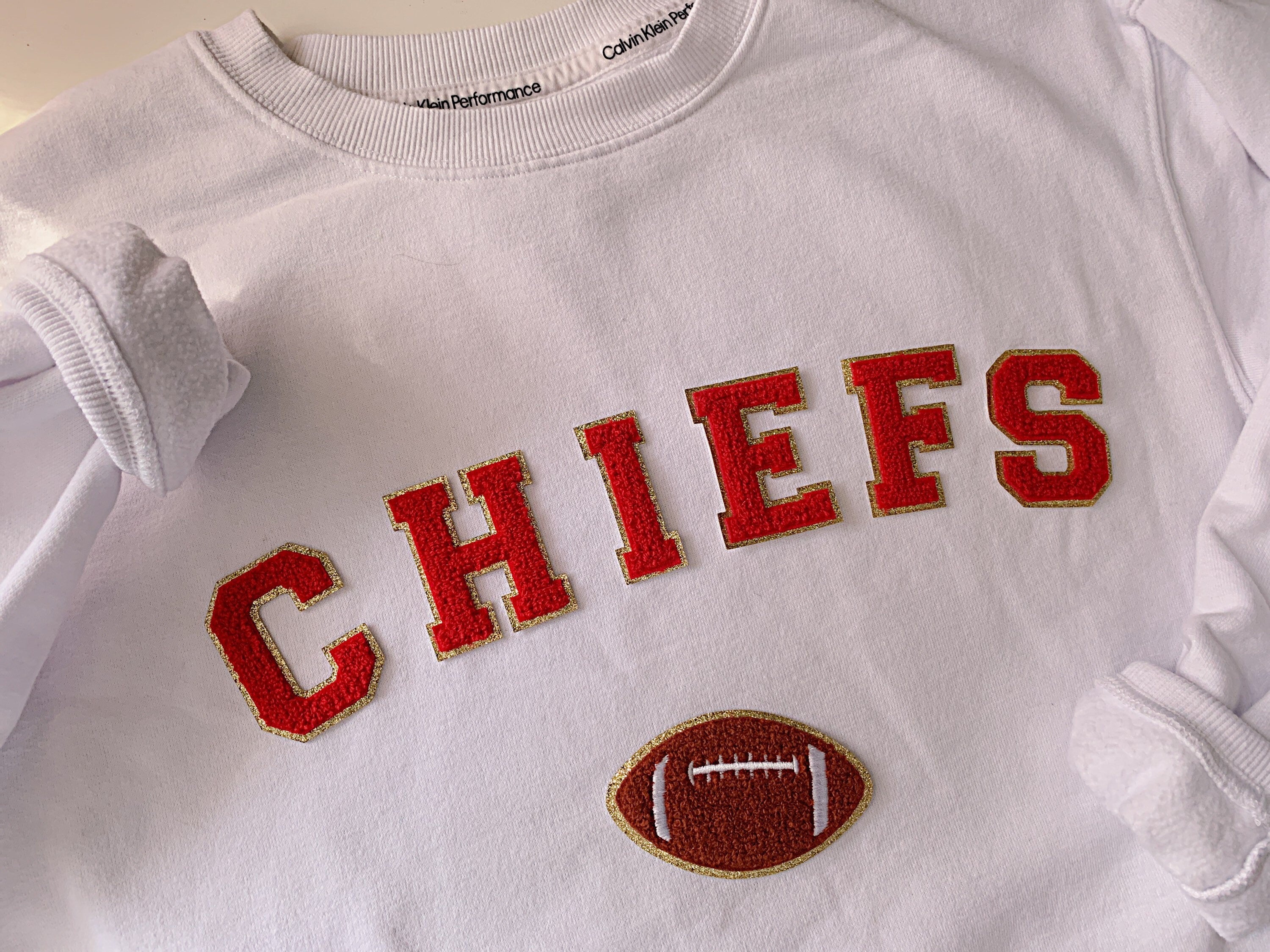 Chenille Letter Patch: 2.35 Inch Iron On, Glitter Detail