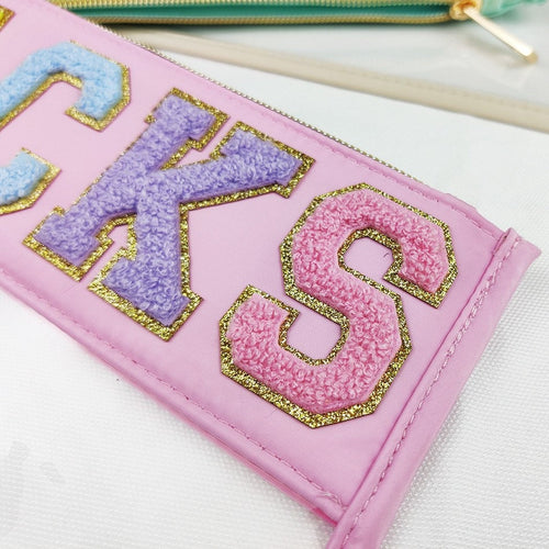2.15 Inch Chenille Letter Patch:  Iron On Letters - Pink Color