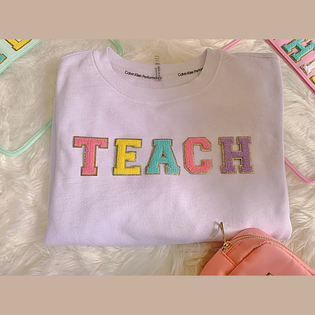 Chenille letter patch in 6 colours, 2.35 inch, iron-on