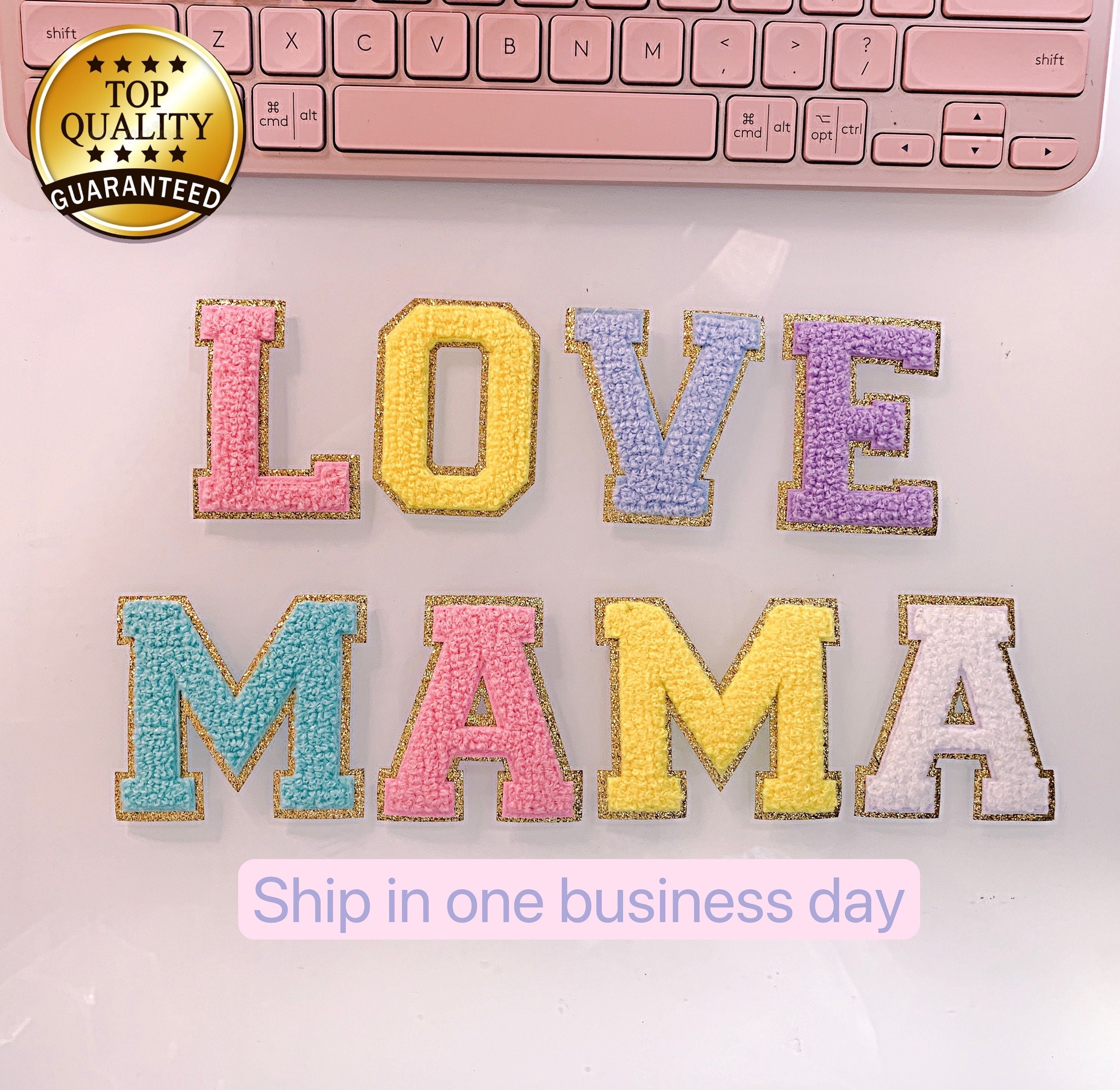 2.35 Inch Glitter Chenille Letter Patch: Iron-On Varsity Letters