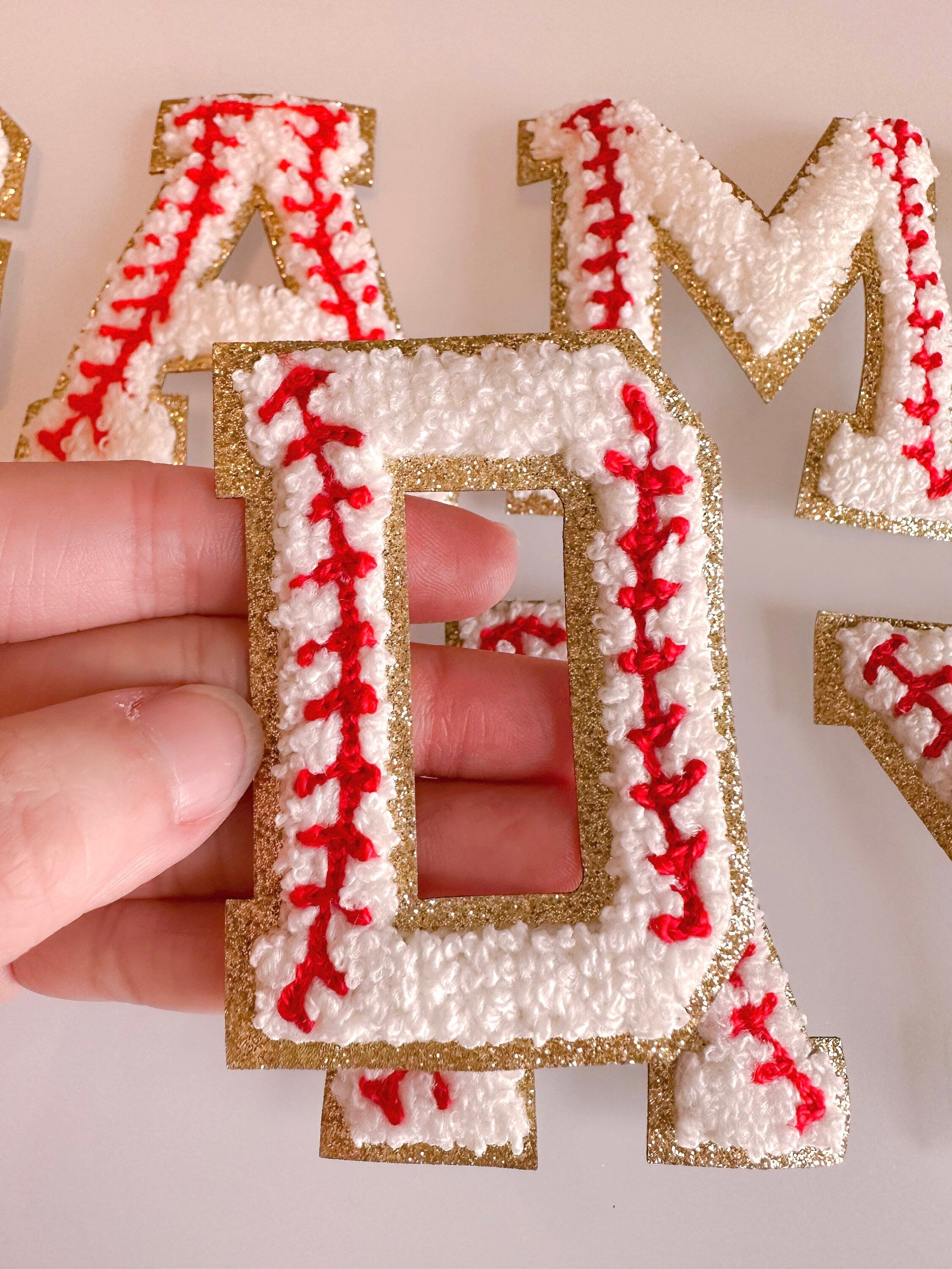 2.75" Baseball Chenille Letter Patch: Iron On Applique