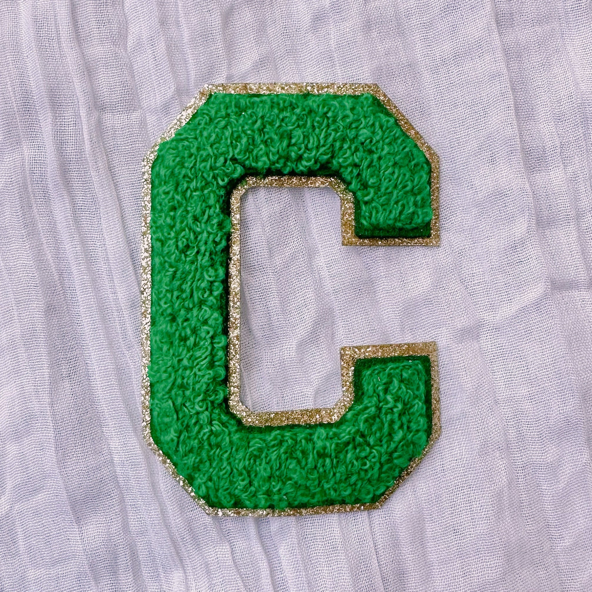 Green chenille letters - 3 inch - Iron on letters