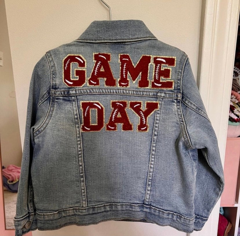 2.35 Inch Game Day Chenille Letter Patch: Iron On Football Applique