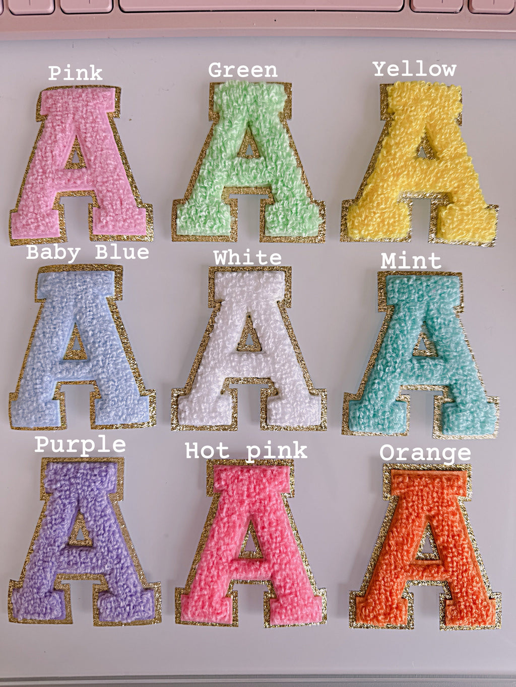 2.35 Inch Glitter Chenille Letter Patch: Iron-On Varsity Letters