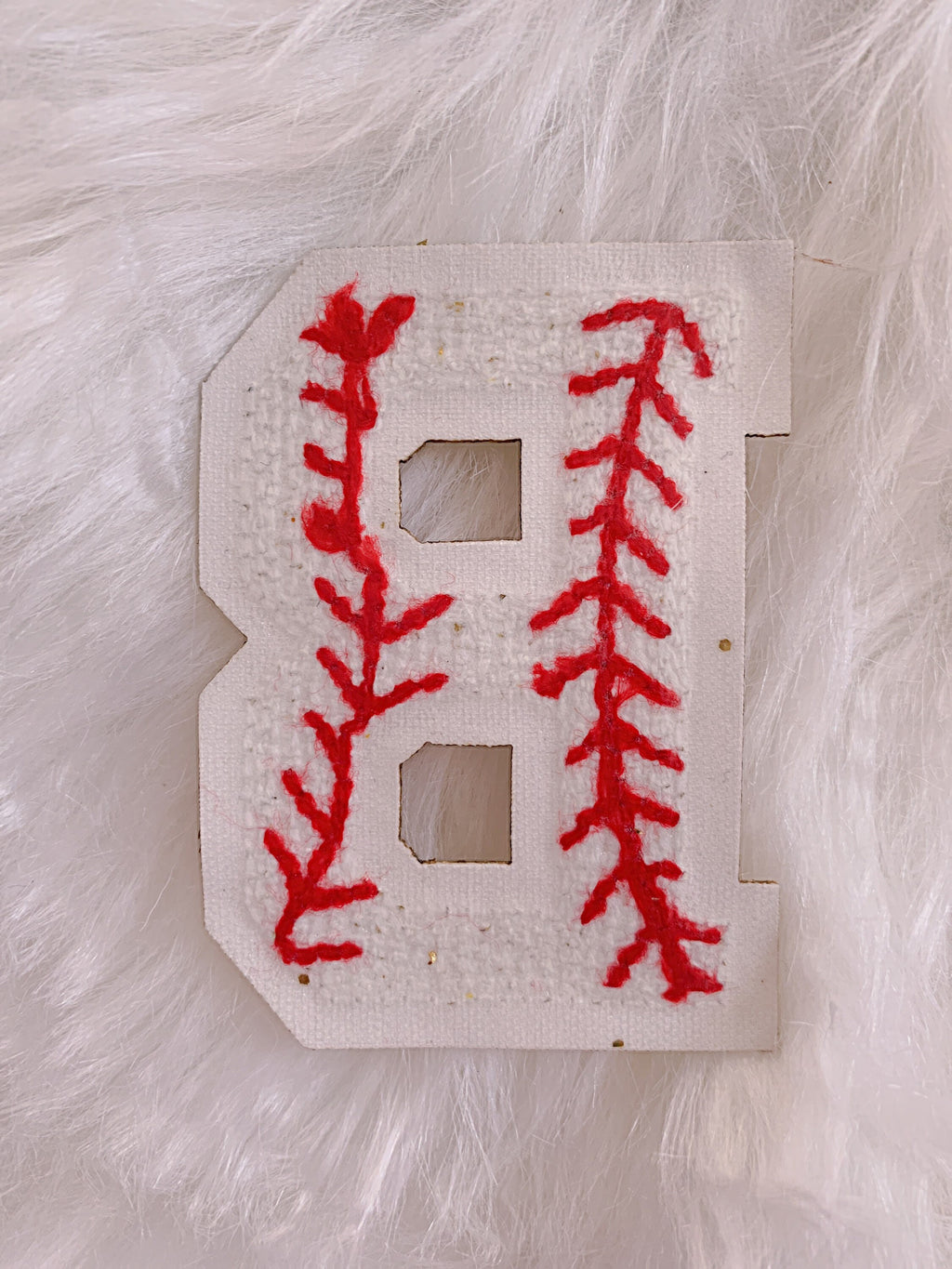 2.75" Baseball Chenille Letter Patch: Iron On Applique