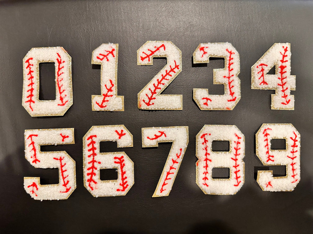 2.75" Chenille Baseball Number Patch: Iron On Letter