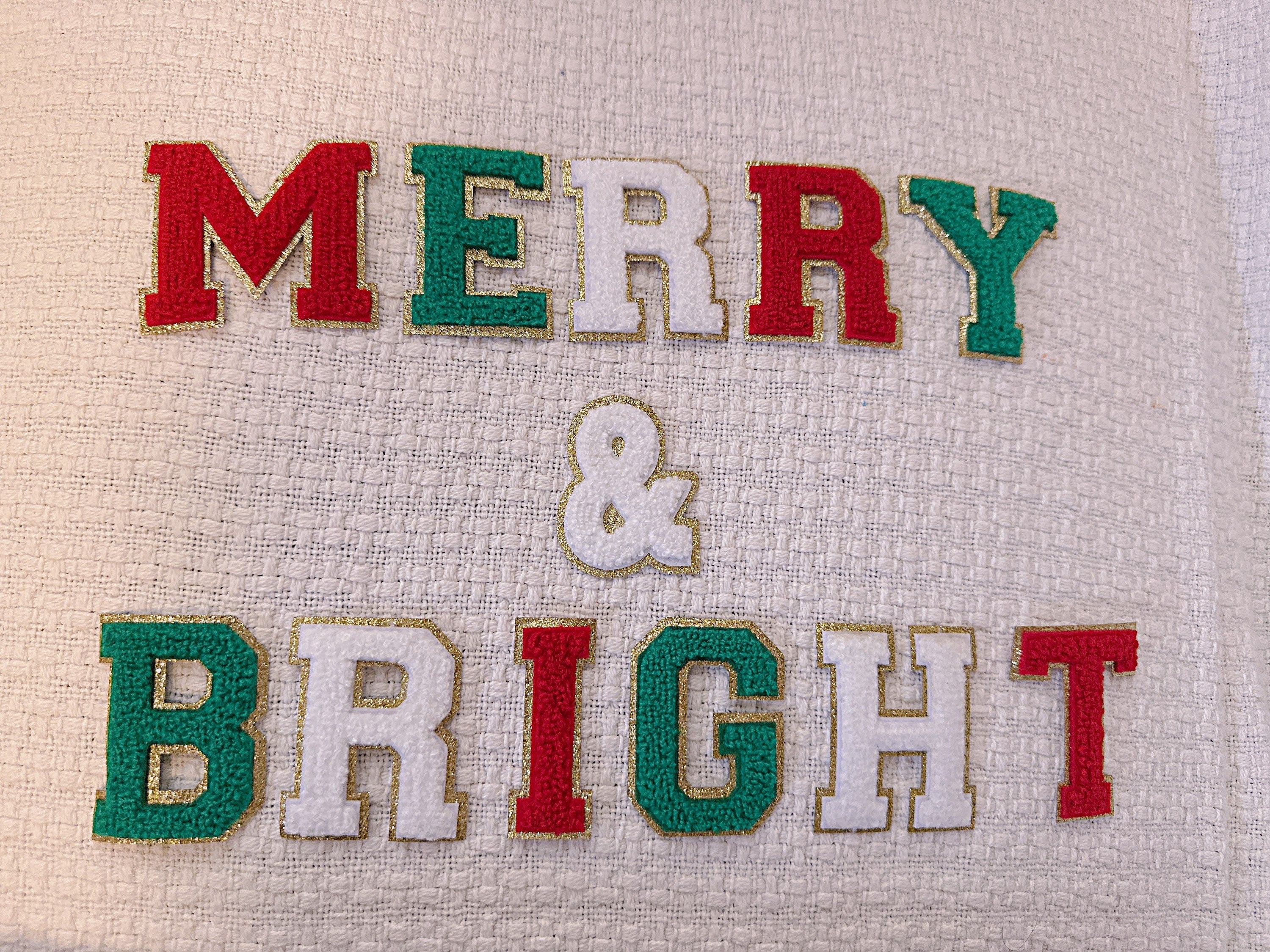 Chenille Iron On Letters: Glitter Christmas Sweatshirt Patches