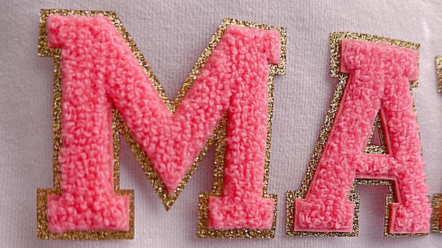 2.35 inch Hot Pink Chenille Letter Patch: Iron On patch, DIY Clothes