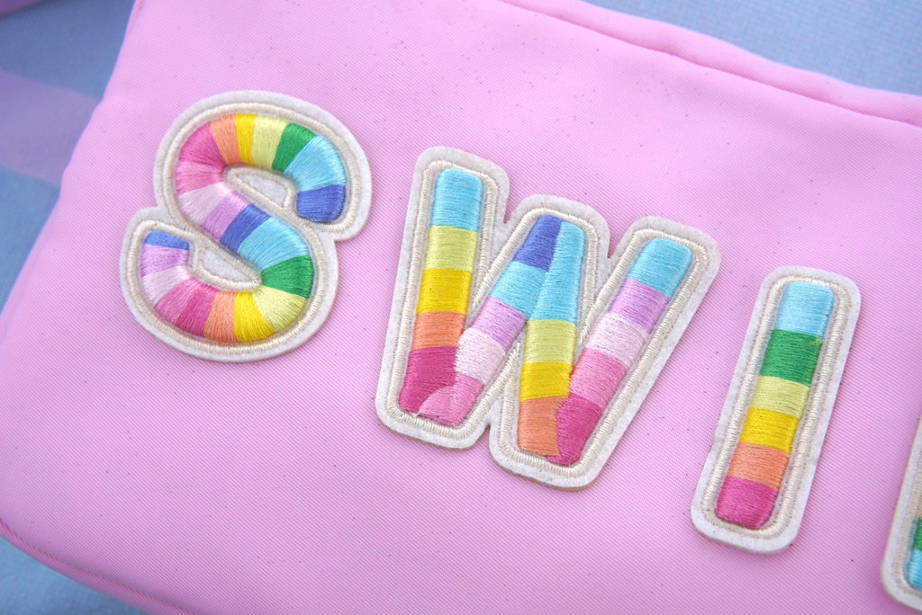 Rainbow Chenille Letter Patch: Iron On, Self-Adhesive (2.35 Inch)