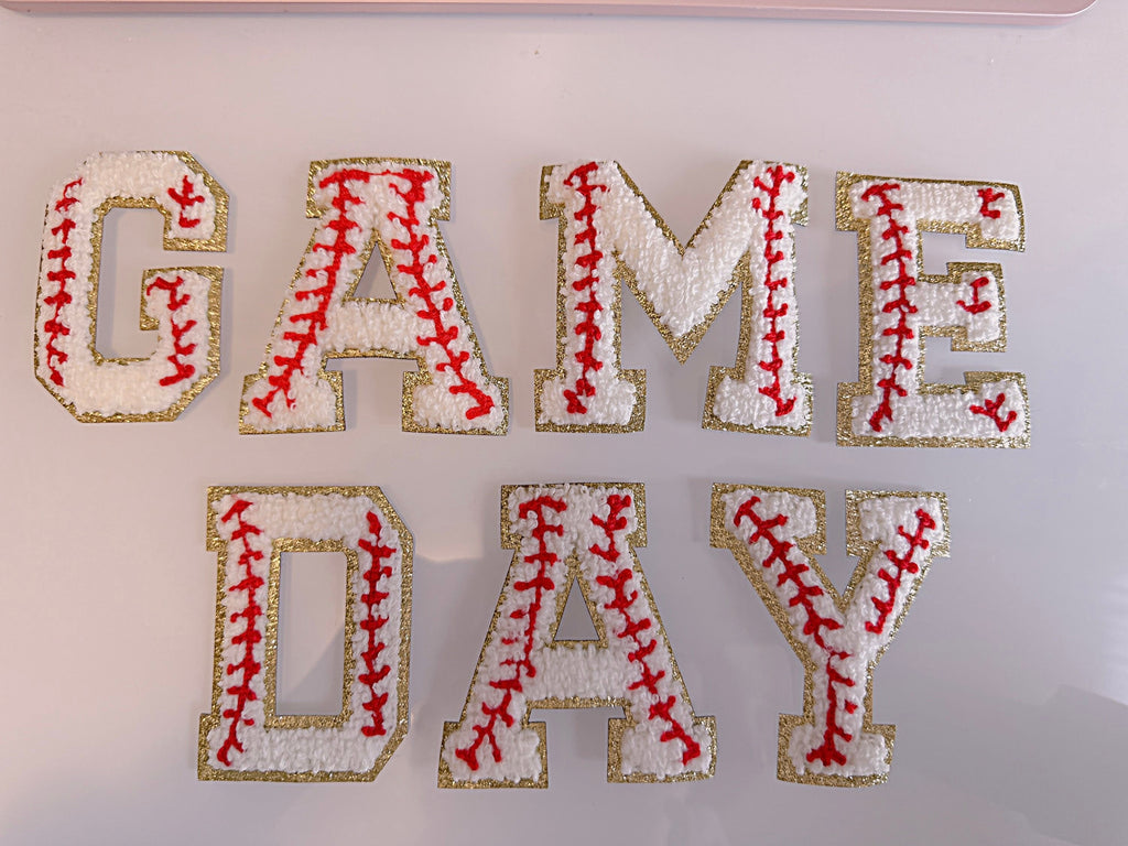 2.75" Baseball Chenille Letter Patch: Iron On Applique