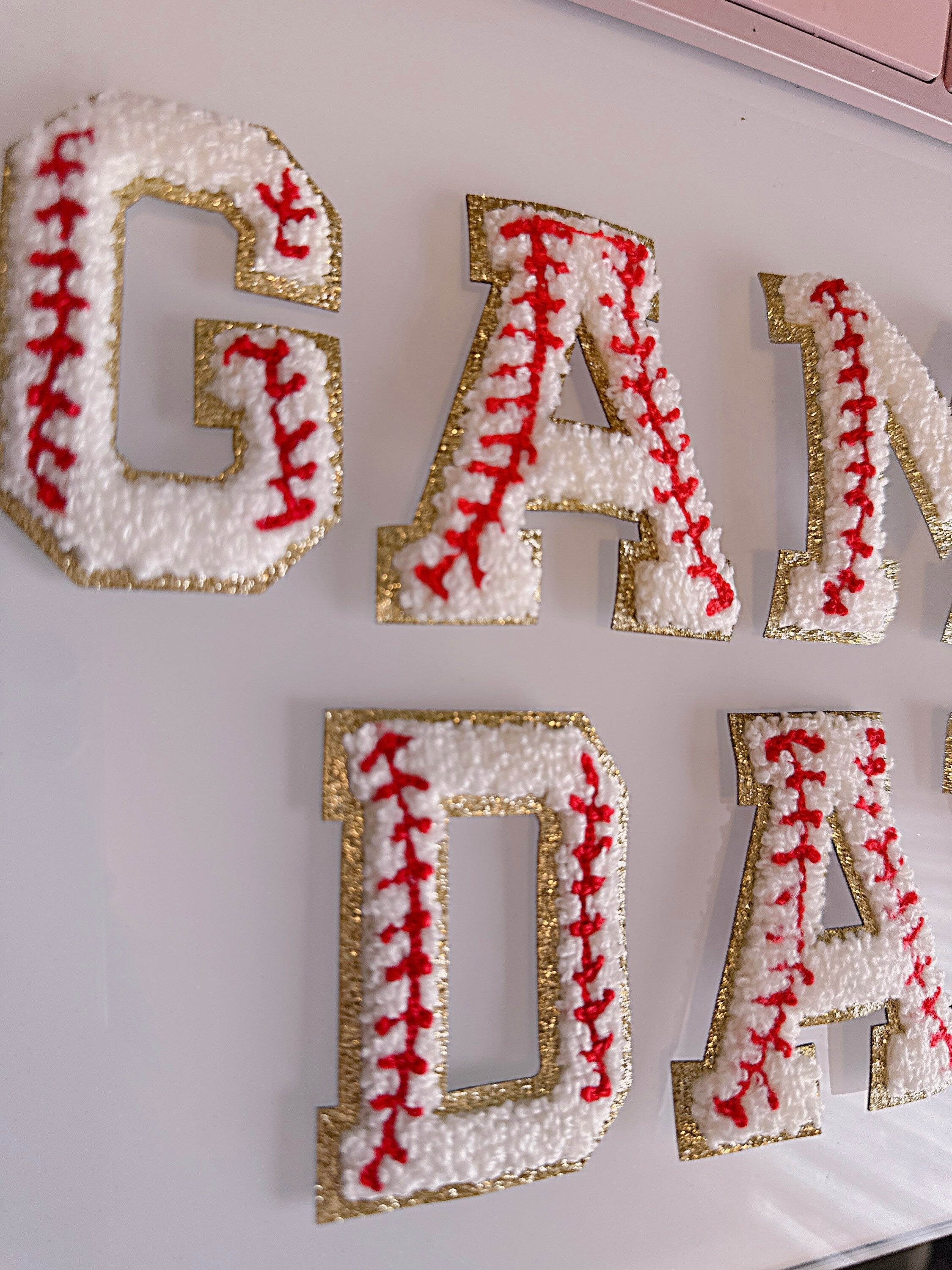 2.75" Baseball Chenille Letter Patch: Iron On Applique